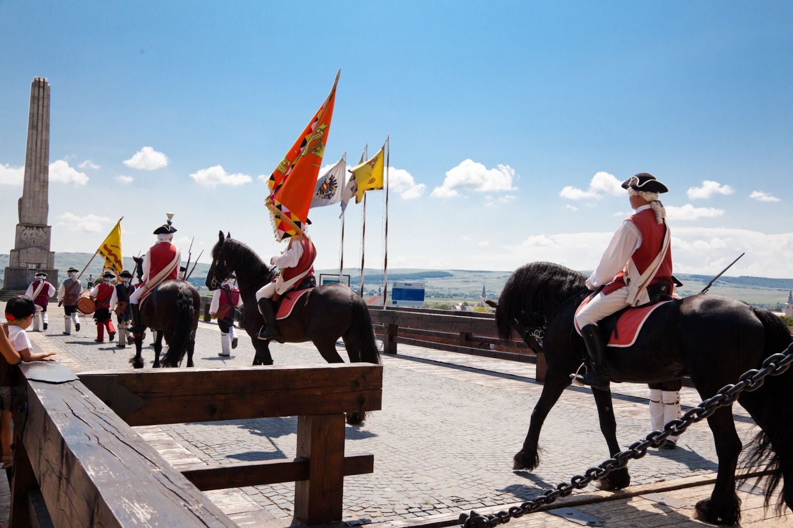 The guard change at noon at Alba Iulia Fortress in Romania